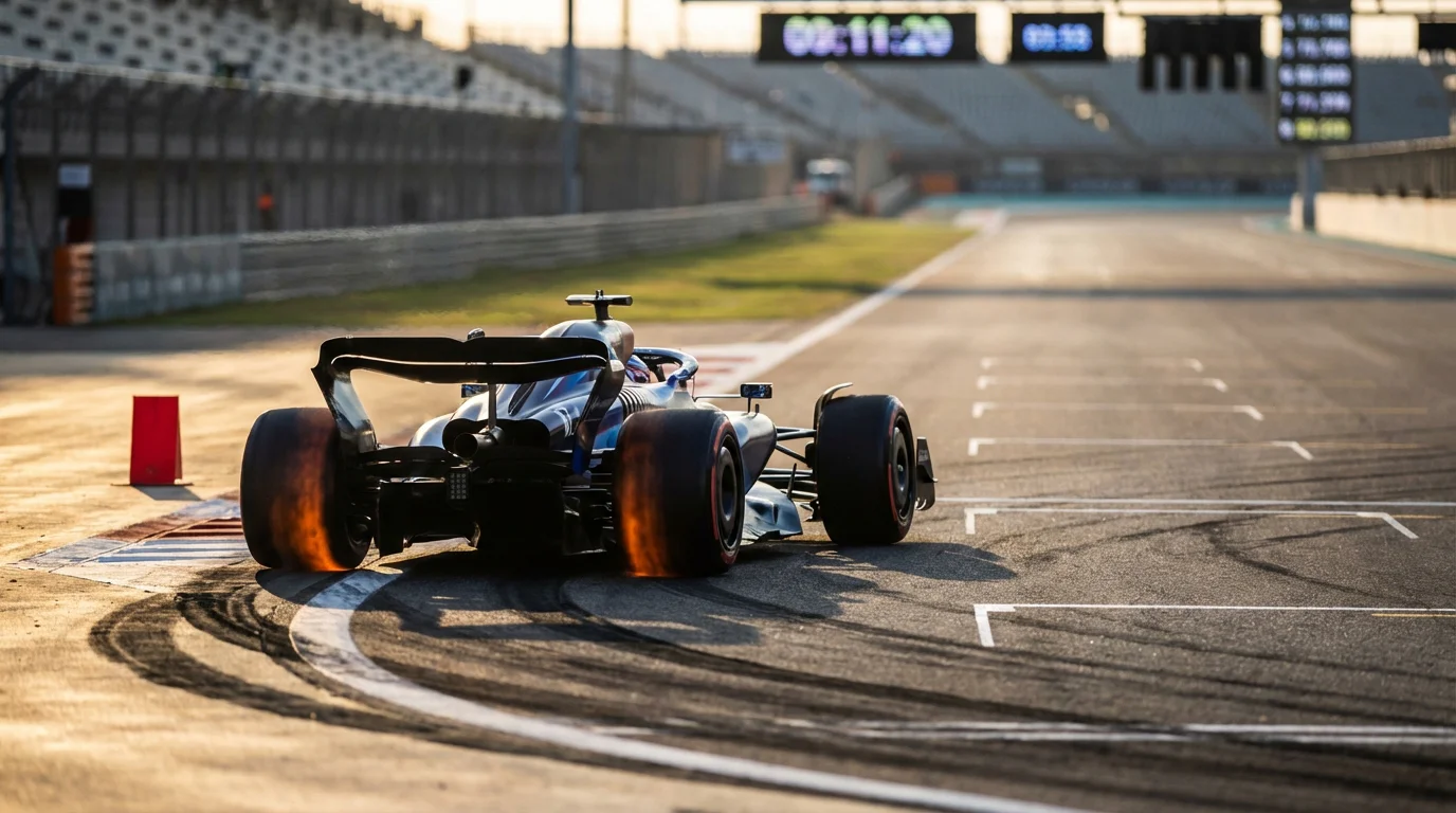 Formule 1-auto op volle snelheid tijdens een kwalificatieronde